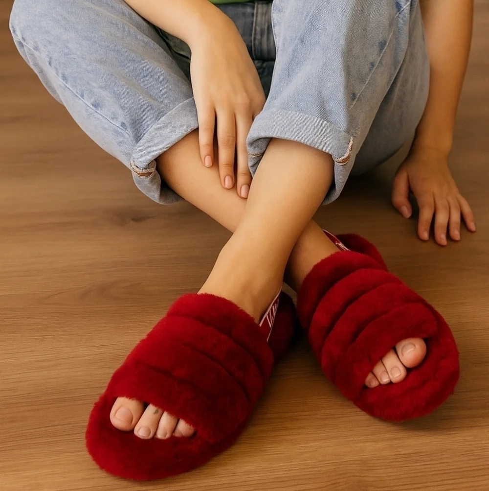 UGG Women’s Fluff Yeah Slide – Samba Red - Size 7 - NWOT